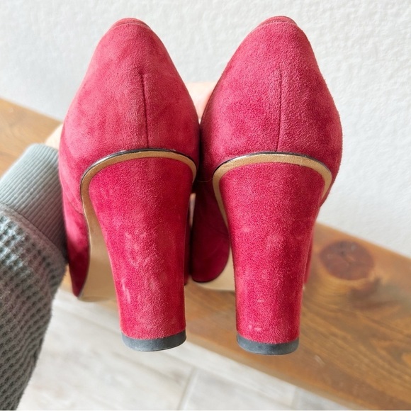 Donald Pliner Glenn Suede Heels Berry Red Size 9.5 - Picture 7 of 10
